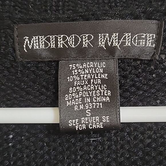 𝅺Mistror Image black button down fringe cardigan woman's size small - Picture 2 of 7